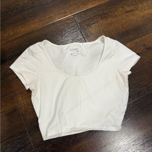 White Scoop Neck Crop Top